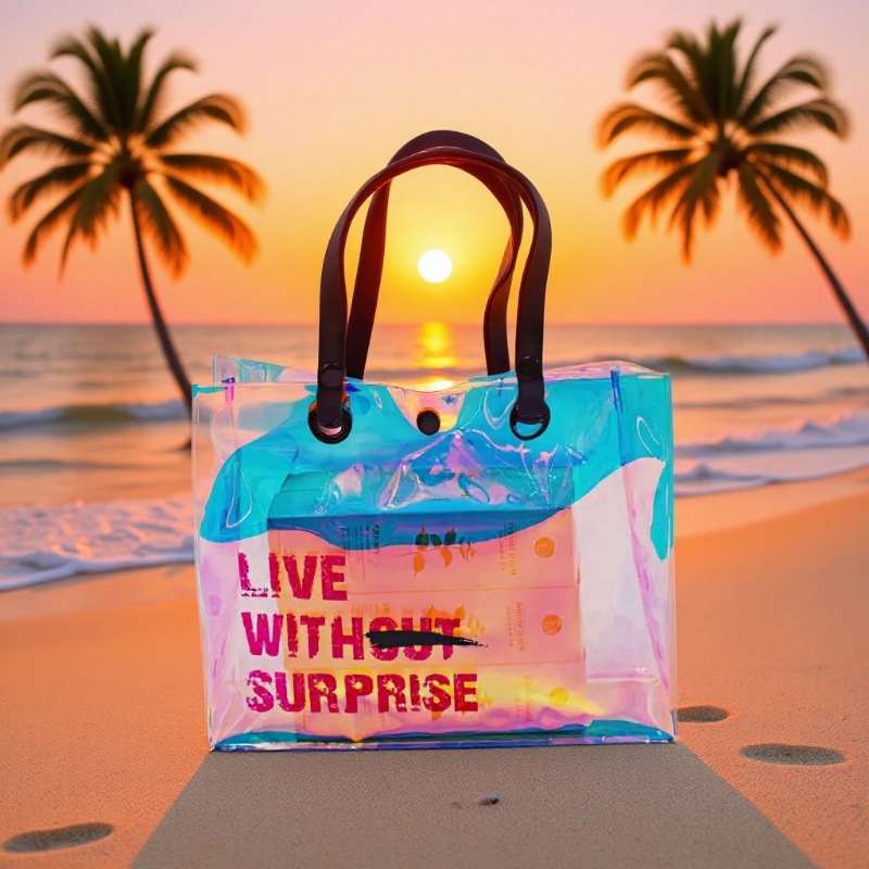 Fashion Laser Handbag, Colorful Pvc Cosmetic Bag, Transparent Shoulder Bag, Versatile Bag for Going Out, Large Capacity and Simple