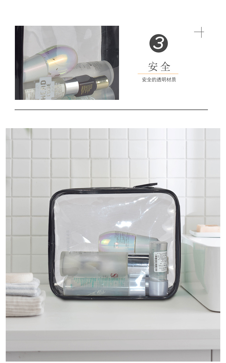 Travel Cosmetic Bag Small Portable Korean Simple Large Capacity Multi-Functional Transparent Toiletry Bag Girly Heart Storage Bag