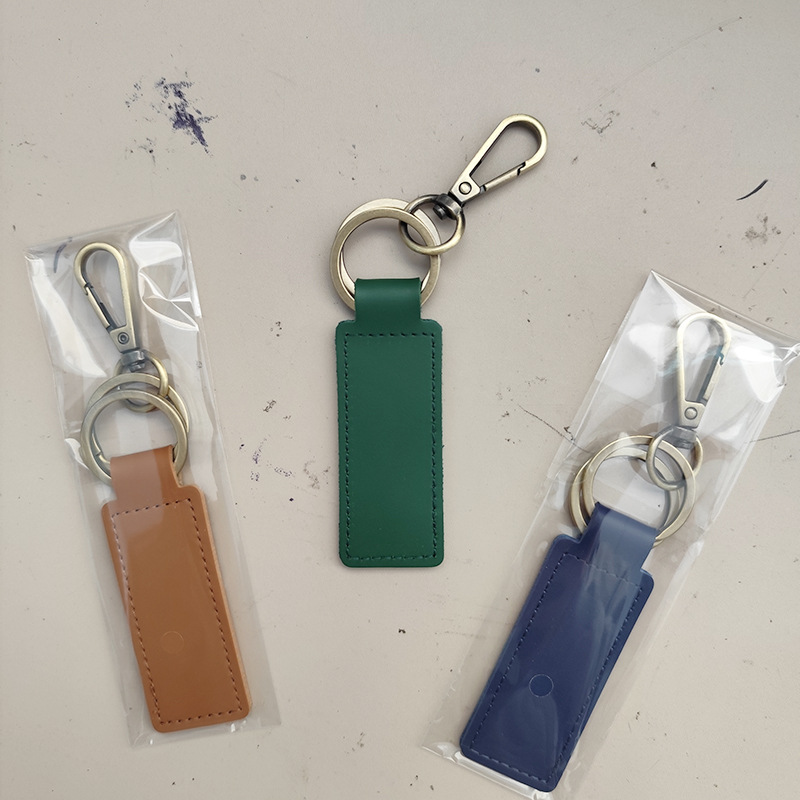 Pu Leather Keychain Personalized Laser Keychain Portable Long Car Keychain Gift Manufacturer Ready Stock