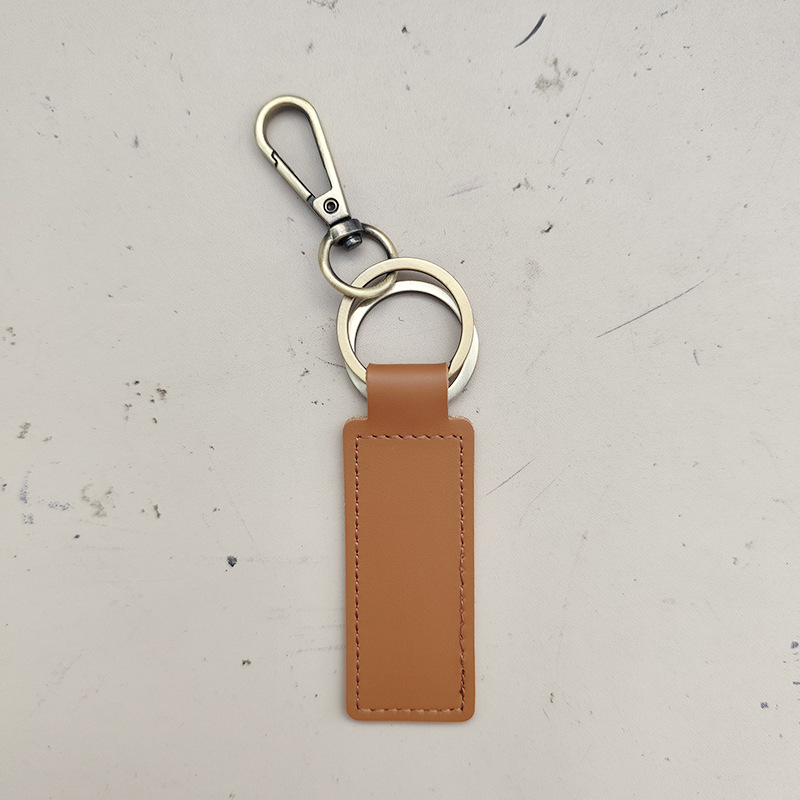 Pu Leather Keychain Personalized Laser Keychain Portable Long Car Keychain Gift Manufacturer Ready Stock
