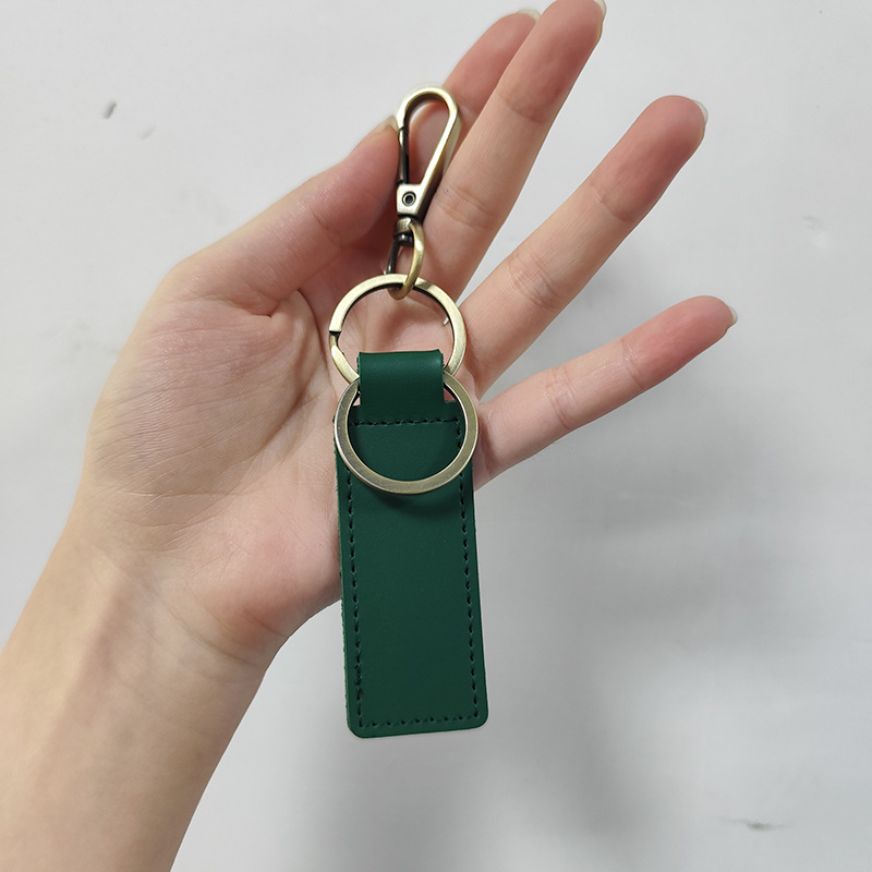 Pu Leather Keychain Personalized Laser Keychain Portable Long Car Keychain Gift Manufacturer Ready Stock