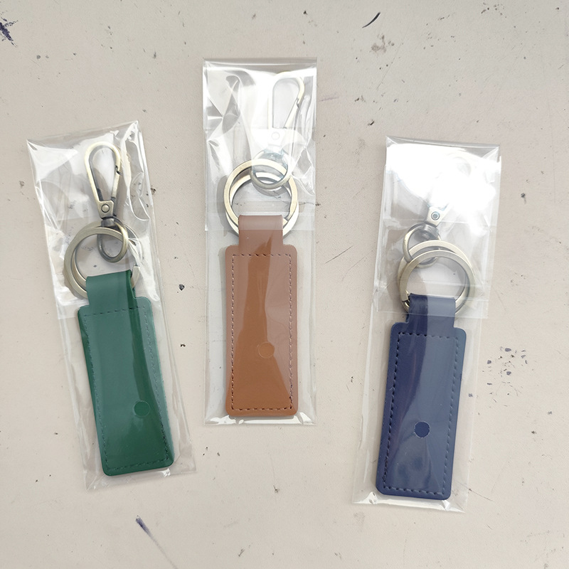 Pu Leather Keychain Personalized Laser Keychain Portable Long Car Keychain Gift Manufacturer Ready Stock