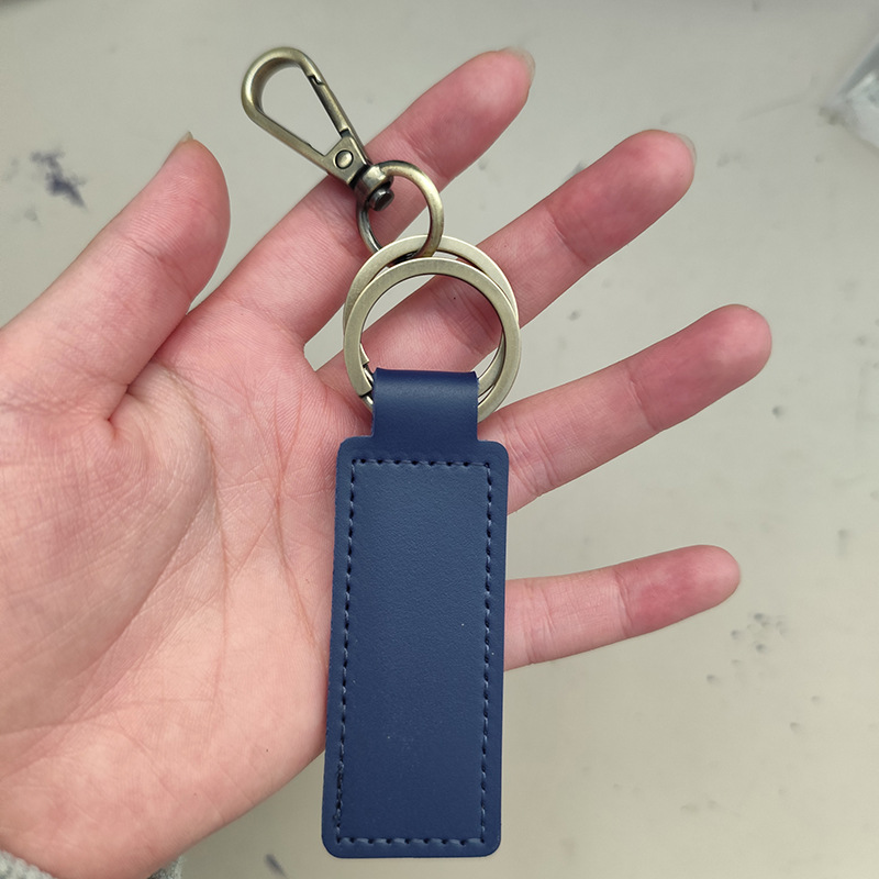Pu Leather Keychain Personalized Laser Keychain Portable Long Car Keychain Gift Manufacturer Ready Stock