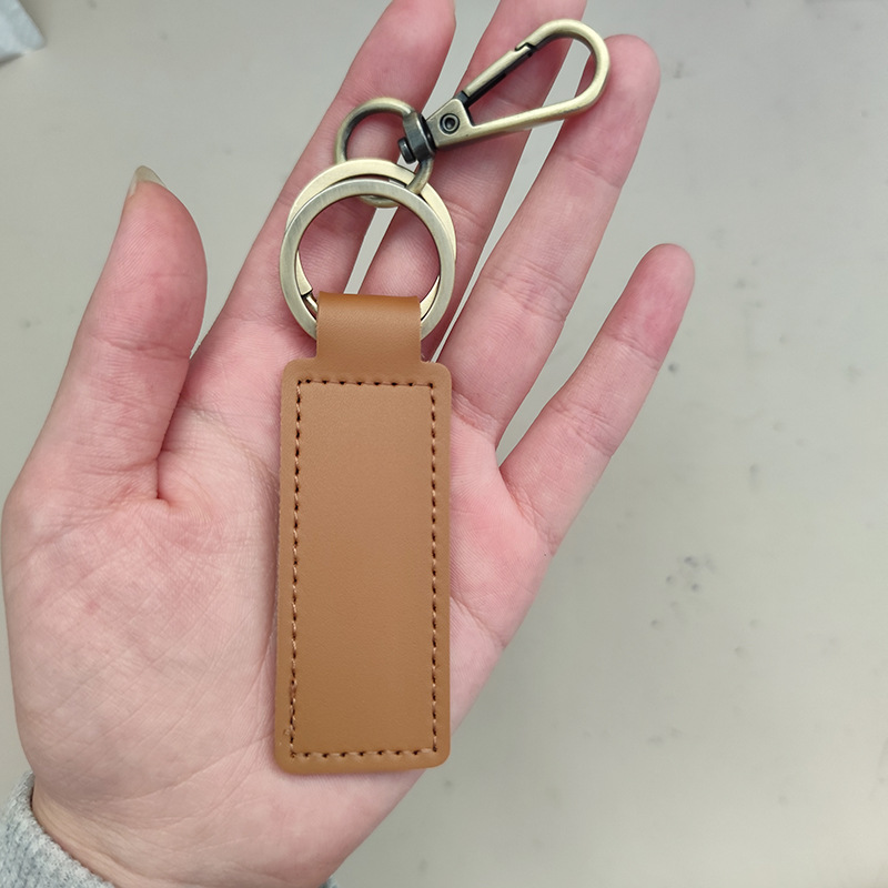 Pu Leather Keychain Personalized Laser Keychain Portable Long Car Keychain Gift Manufacturer Ready Stock