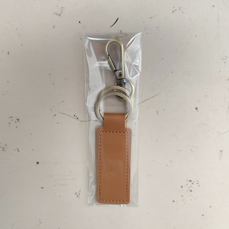 Pu Leather Keychain Personalized Laser Keychain Portable Long Car Keychain Gift Manufacturer Ready Stock