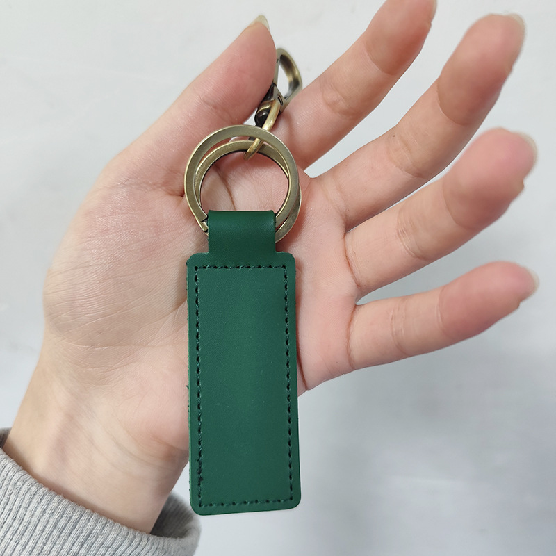 Pu Leather Keychain Personalized Laser Keychain Portable Long Car Keychain Gift Manufacturer Ready Stock