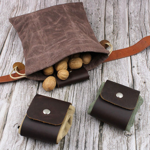 Ready-Made Portable Multi-Purpose Jungle Fruit Picking Bag with Wax Canvas Genuine Leather Foldable Outdoor Orchard Picking