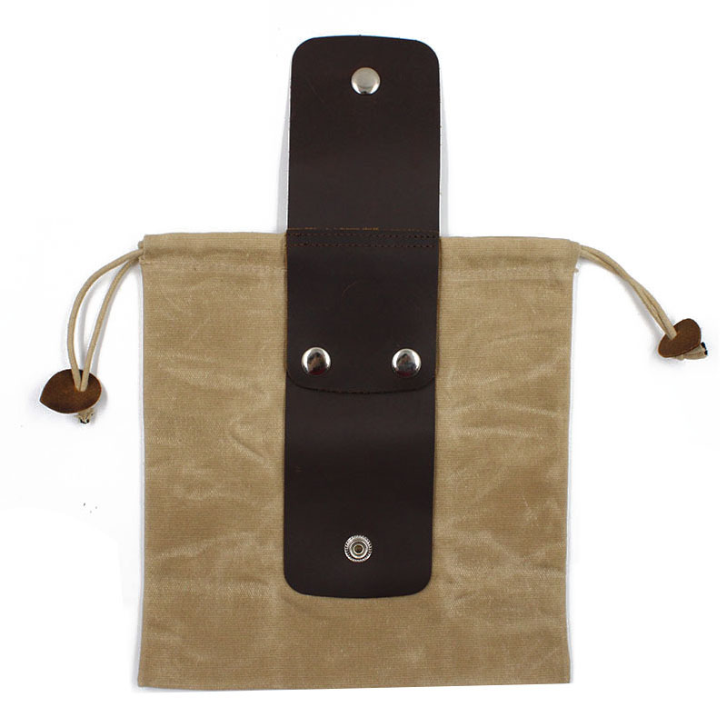 Ready-Made Portable Multi-Purpose Jungle Fruit Picking Bag with Wax Canvas Genuine Leather Foldable Outdoor Orchard Picking