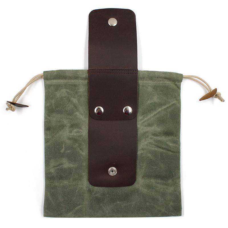 Ready-Made Portable Multi-Purpose Jungle Fruit Picking Bag with Wax Canvas Genuine Leather Foldable Outdoor Orchard Picking