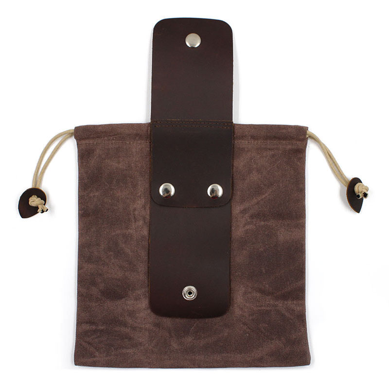 Ready-Made Portable Multi-Purpose Jungle Fruit Picking Bag with Wax Canvas Genuine Leather Foldable Outdoor Orchard Picking