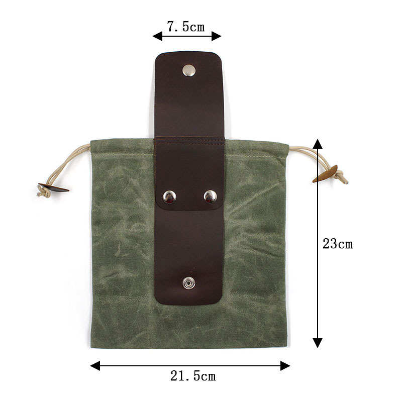 Ready-Made Portable Multi-Purpose Jungle Fruit Picking Bag with Wax Canvas Genuine Leather Foldable Outdoor Orchard Picking