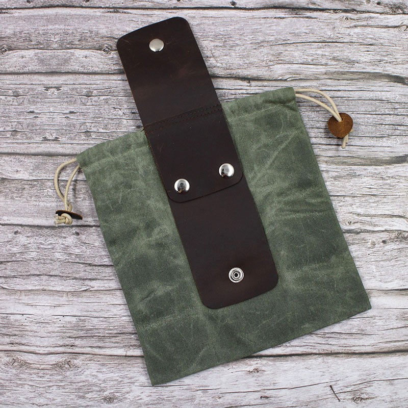 Ready-Made Portable Multi-Purpose Jungle Fruit Picking Bag with Wax Canvas Genuine Leather Foldable Outdoor Orchard Picking