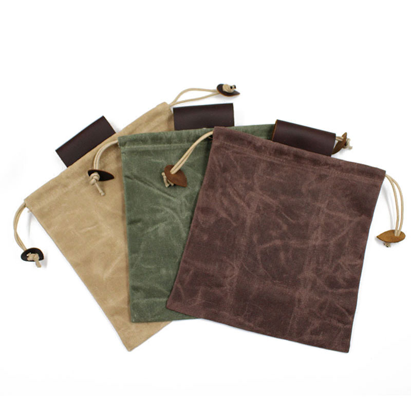 Ready-Made Portable Multi-Purpose Jungle Fruit Picking Bag with Wax Canvas Genuine Leather Foldable Outdoor Orchard Picking
