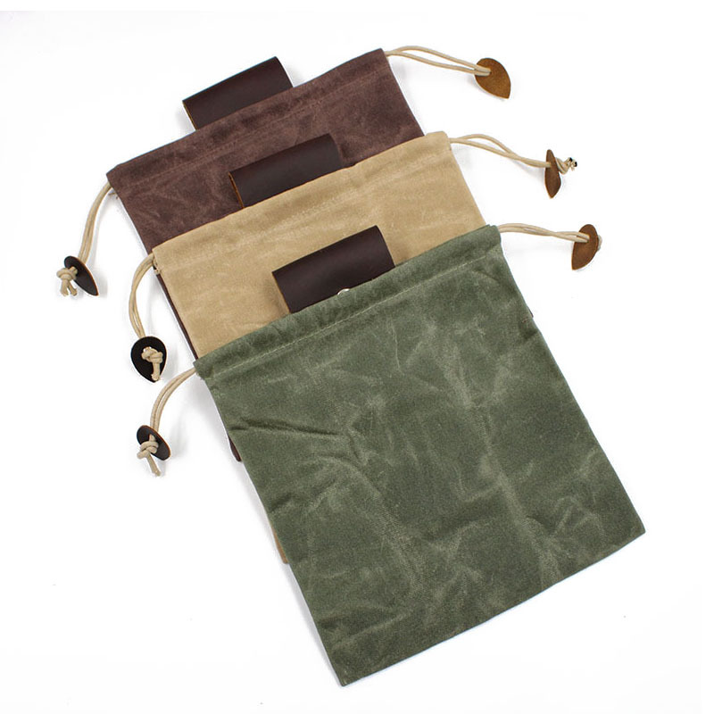 Ready-Made Portable Multi-Purpose Jungle Fruit Picking Bag with Wax Canvas Genuine Leather Foldable Outdoor Orchard Picking