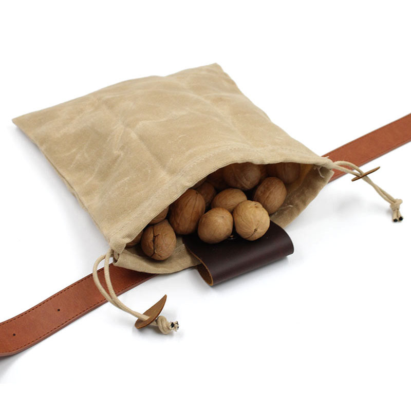 Ready-Made Portable Multi-Purpose Jungle Fruit Picking Bag with Wax Canvas Genuine Leather Foldable Outdoor Orchard Picking