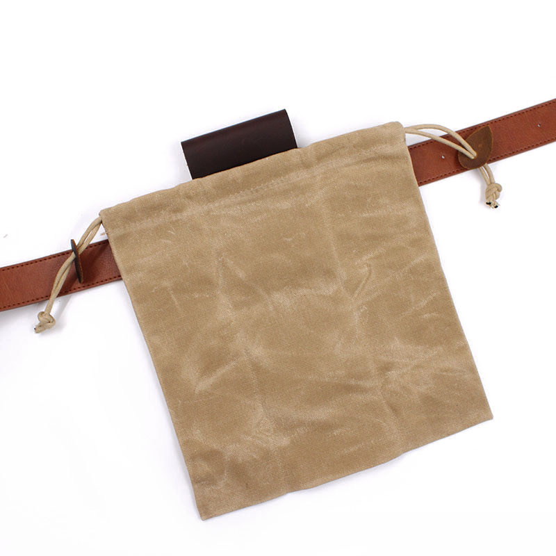 Ready-Made Portable Multi-Purpose Jungle Fruit Picking Bag with Wax Canvas Genuine Leather Foldable Outdoor Orchard Picking