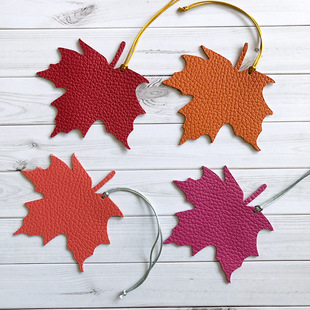 Autumn Maple Leaf Bag Pendant Pu Leather Leaf Bookmark Car Accessories Pendant Keychain Accessories Creative Coaster