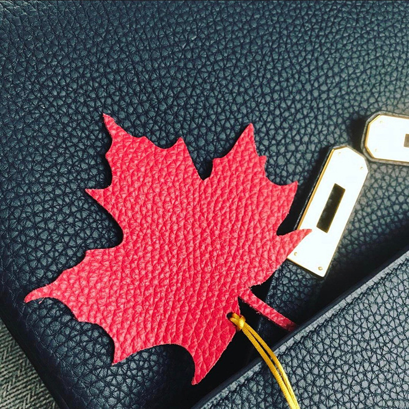 Autumn Maple Leaf Bag Pendant Pu Leather Leaf Bookmark Car Accessories Pendant Keychain Accessories Creative Coaster