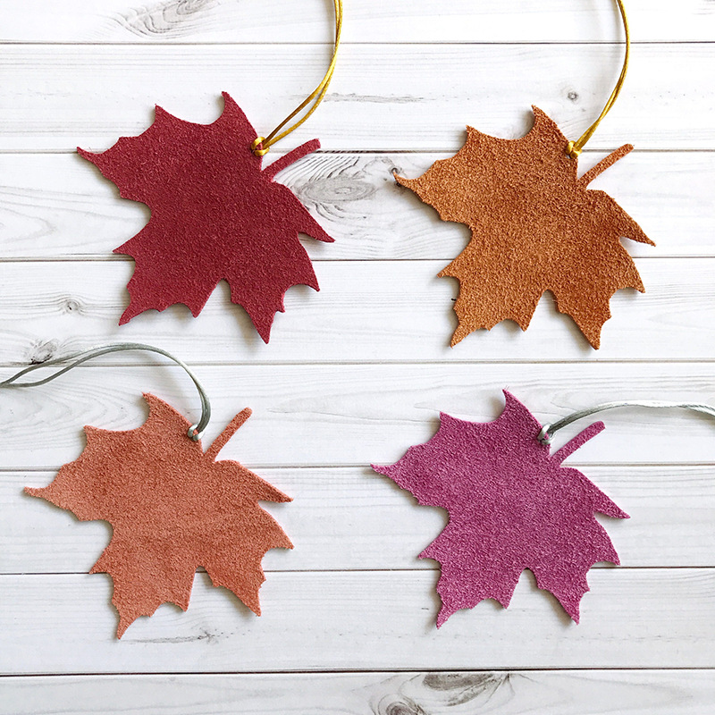 Autumn Maple Leaf Bag Pendant Pu Leather Leaf Bookmark Car Accessories Pendant Keychain Accessories Creative Coaster