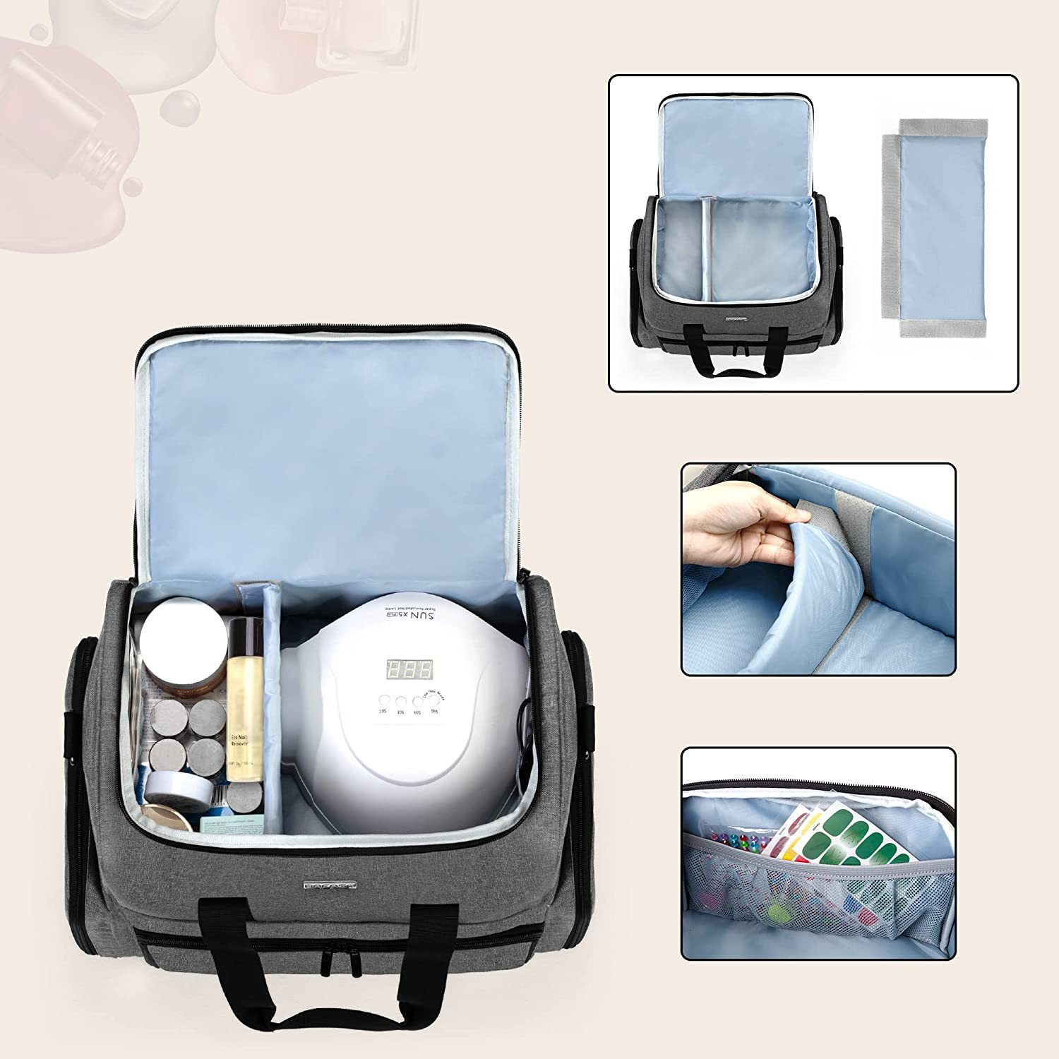 Cross-Border Large-Capacity Nail Polish Storage Box Cosmetics Storage Bag Removable Bag Makeup Storage Bag Manufacturer