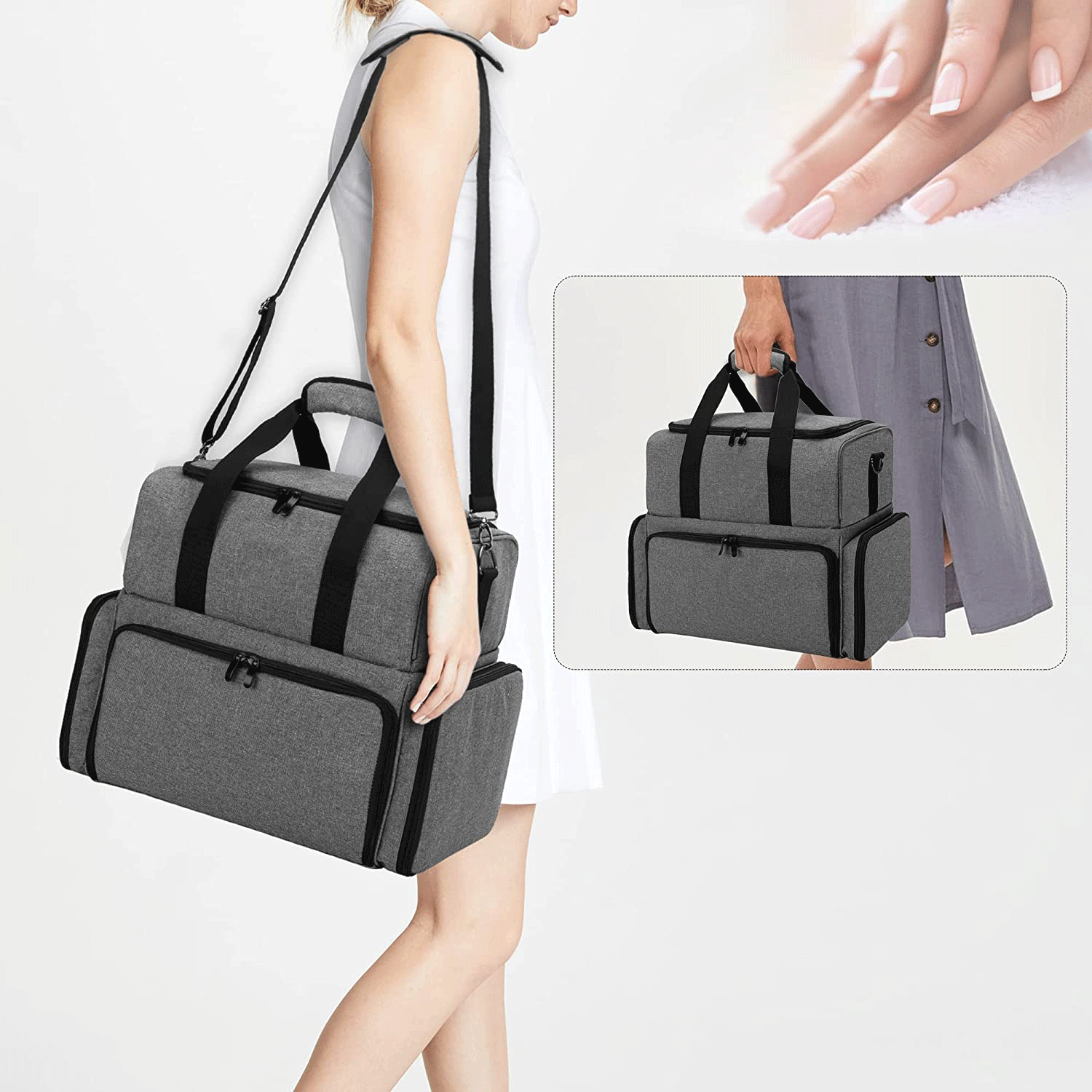 Cross-Border Large-Capacity Nail Polish Storage Box Cosmetics Storage Bag Removable Bag Makeup Storage Bag Manufacturer