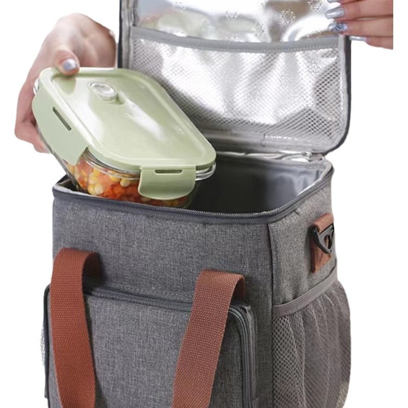 Insulated Bag, Aluminum Foil Thickeneded Lunch Box, Handbag, Insulated Bag, Lunch Bag, Office Worker Carrying Rice, Large Capacity to Keep Cold and Fresh