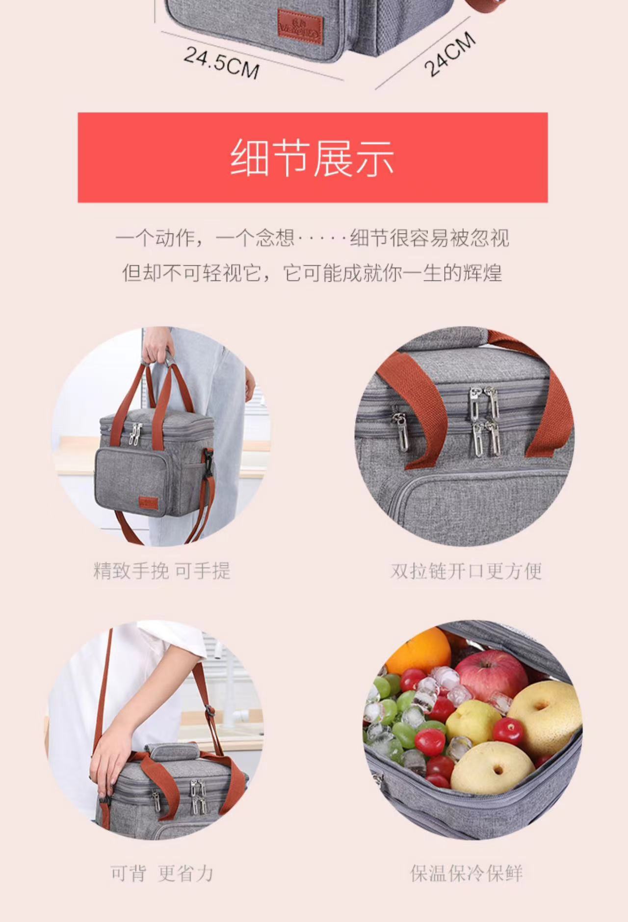 Insulated Bag, Aluminum Foil Thickeneded Lunch Box, Handbag, Insulated Bag, Lunch Bag, Office Worker Carrying Rice, Large Capacity to Keep Cold and Fresh