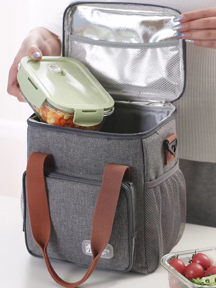 Insulated Bag, Aluminum Foil Thickeneded Lunch Box, Handbag, Insulated Bag, Lunch Bag, Office Worker Carrying Rice, Large Capacity to Keep Cold and Fresh
