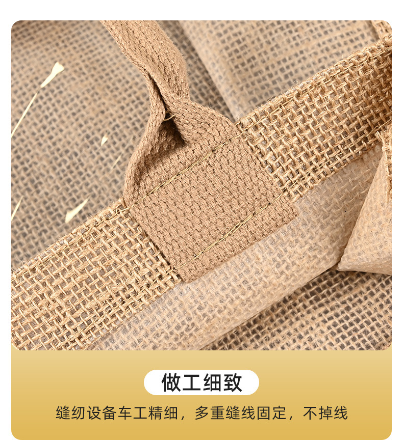 Pvc Window Linen Bag Custom Logo Environmentally Friendly Jute Linen Shopping Transparent Gift Handbag Tote Bag