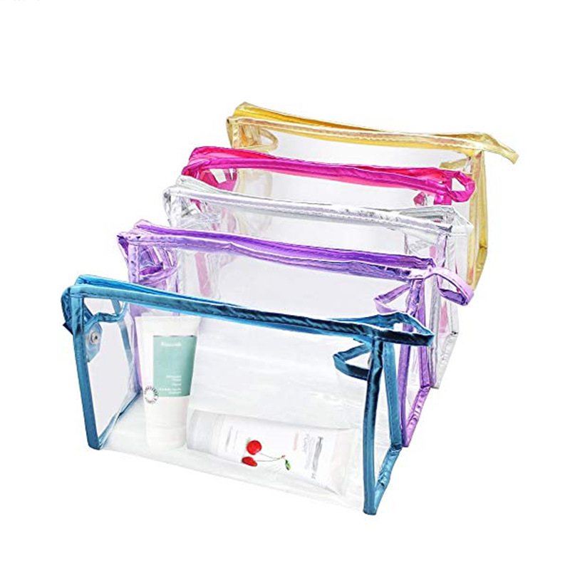Transparent Pvc Cosmetic Bag, Travel Portable Large-Capacity Cosmetic Bag, New Edge-Wrapped Toiletry Bag, Miscellaneous Bag