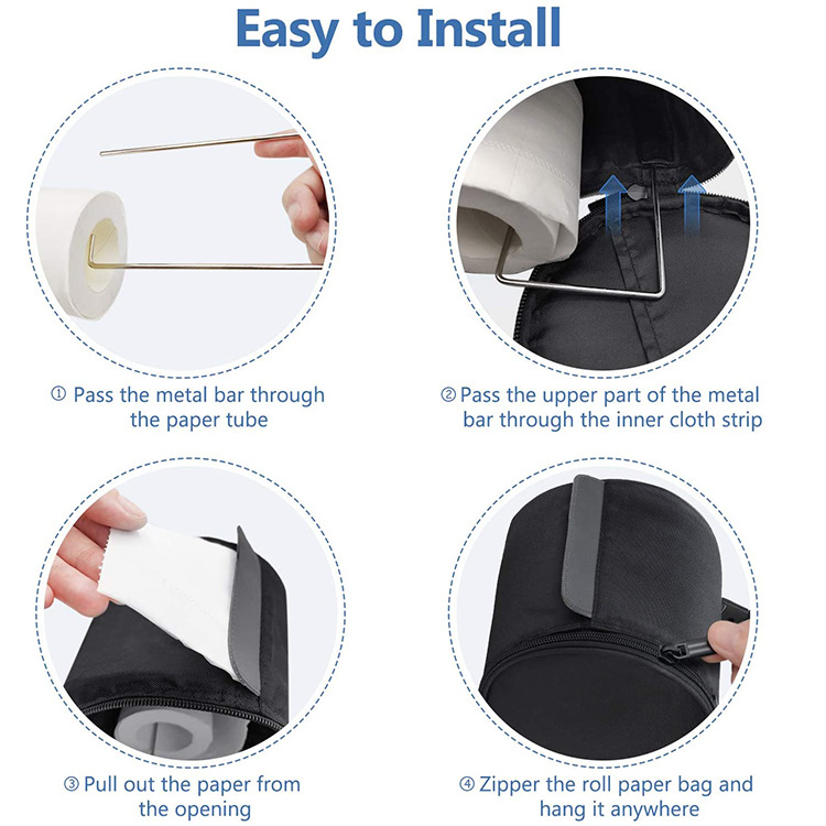 Waterproof Oxford Cloth Roll Paper Bag Adjustable Hanging Toilet Paper Bag Kitchen Paper Towel Storage Bag