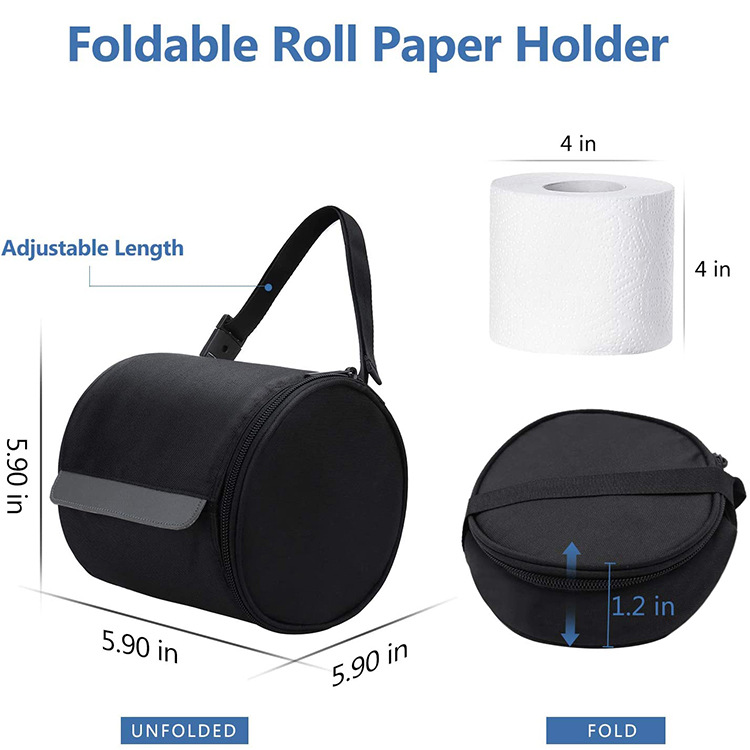 Waterproof Oxford Cloth Roll Paper Bag Adjustable Hanging Toilet Paper Bag Kitchen Paper Towel Storage Bag