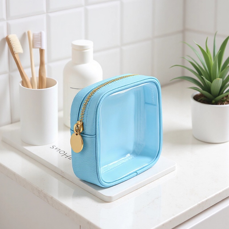 Cross-Border New Nylon Cosmetic Bag Women's Cosmetic Storage Bag Pvc Transparent Waterproof Travel Toiletry Bag Factory Wholesale