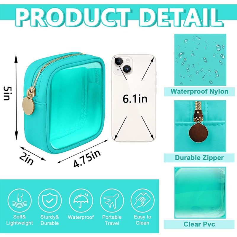 Cross-Border New Nylon Cosmetic Bag Women's Cosmetic Storage Bag Pvc Transparent Waterproof Travel Toiletry Bag Factory Wholesale