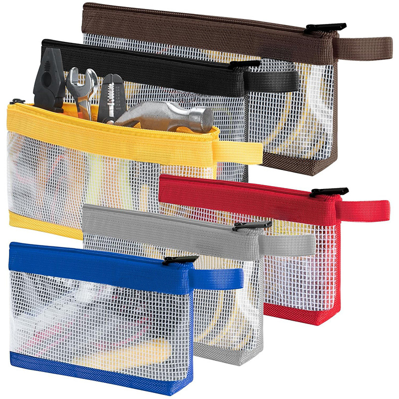 Oxford Cloth Tool Bag with Zipper Transparent Tool Bag Multi-Functional Waterproof Hardware Cosmetics Bag Printed Logo