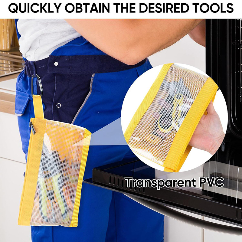Oxford Cloth Tool Bag with Zipper Transparent Tool Bag Multi-Functional Waterproof Hardware Cosmetics Bag Printed Logo