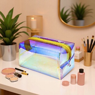 Laser Symphony Cosmetic Bag Women Transparent Makeup Bag Travel Waterproof Large Capacity Makeup Pouch with Zipper