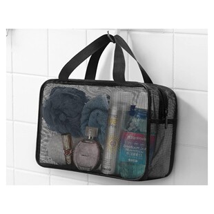 Mesh Shower Storage Basket, Black Bag, Portable Accessory Storage Tote Bag, Waterproof Oxford Cloth