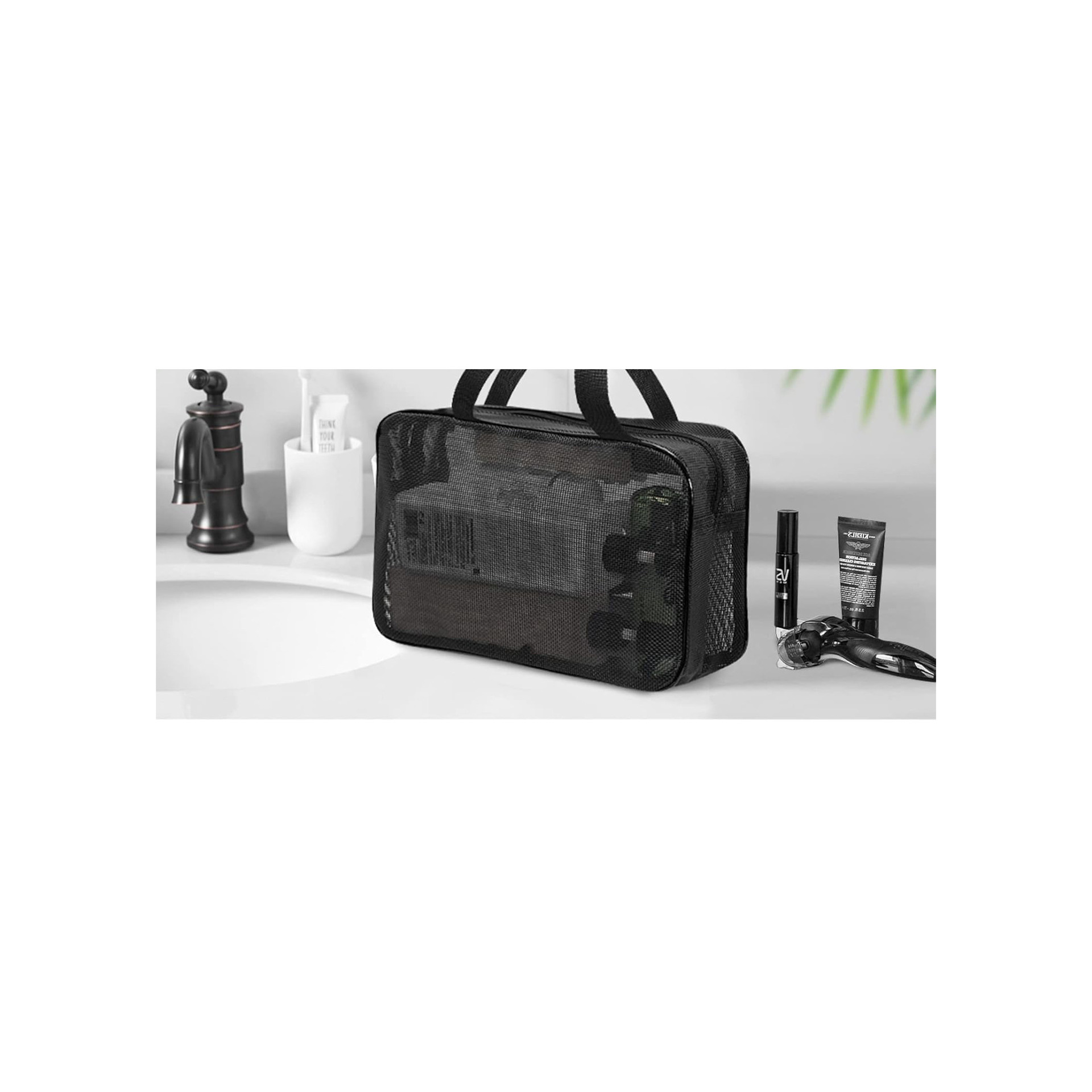Mesh Shower Storage Basket, Black Bag, Portable Accessory Storage Tote Bag, Waterproof Oxford Cloth