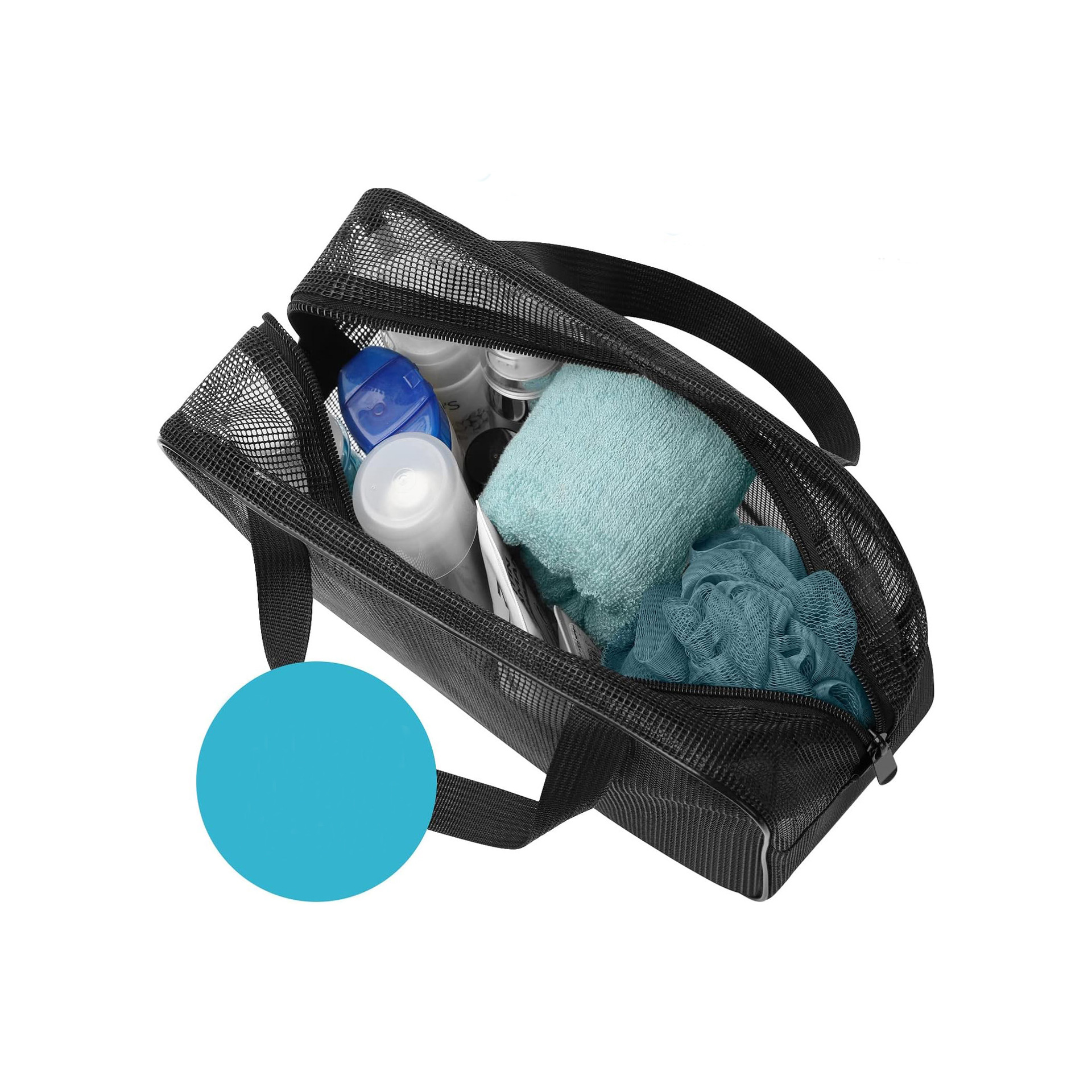 Mesh Shower Storage Basket, Black Bag, Portable Accessory Storage Tote Bag, Waterproof Oxford Cloth