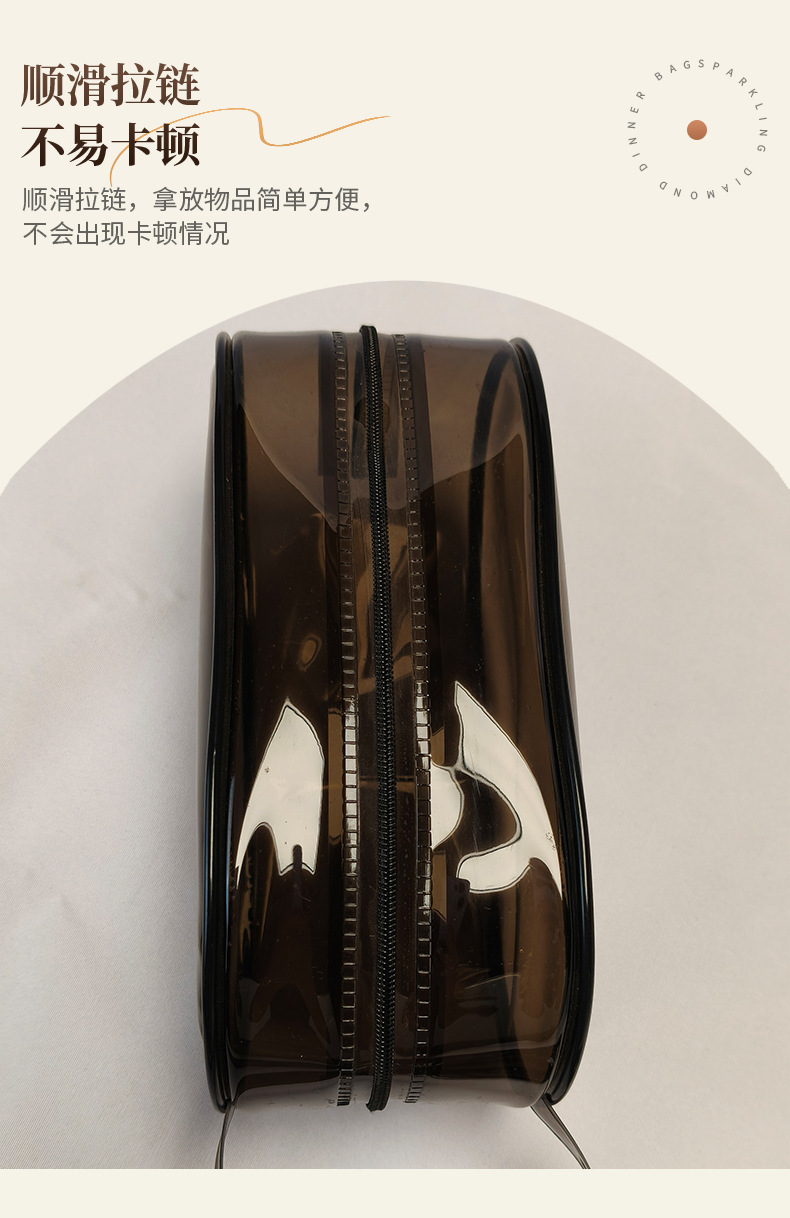 Cross-Border Transparent Pvc Travel Portable Makeup Storage Bag, Trendy and Fashionable Lettered Large-Capacity Women's Makeup Bag
