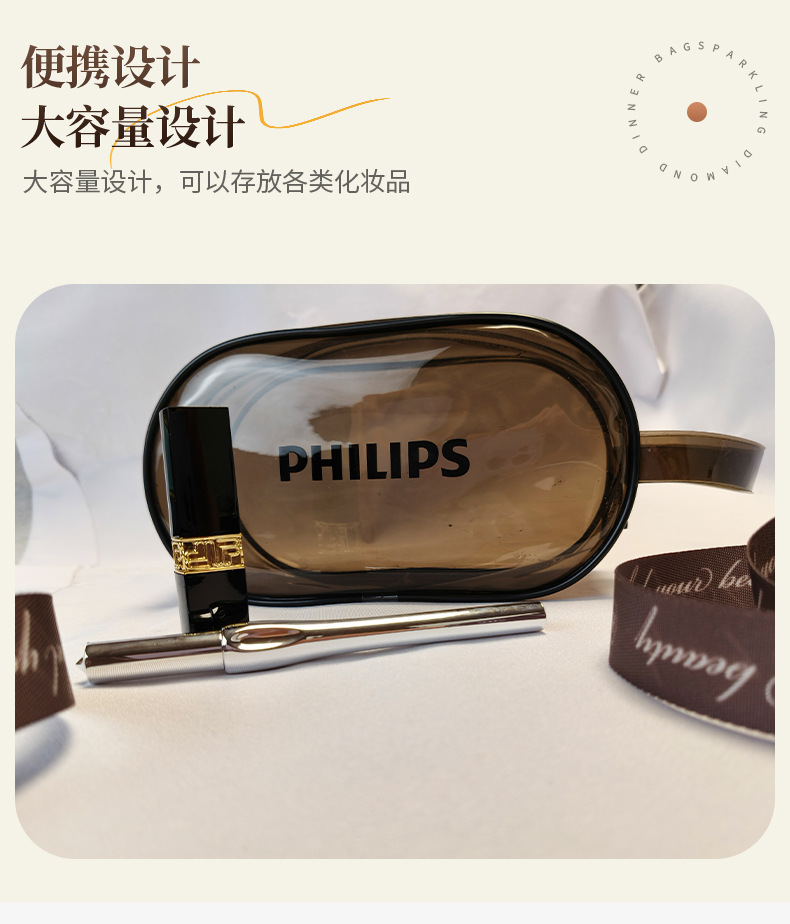 Cross-Border Transparent Pvc Travel Portable Makeup Storage Bag, Trendy and Fashionable Lettered Large-Capacity Women's Makeup Bag
