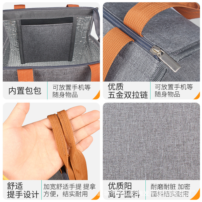 Cross-Border Hot-Selling Portable Oxford Cloth Thermal Insulation Bag Thickened Aluminum Film Thermal Insulation Lunch Bag Campus Office Lunch Bag