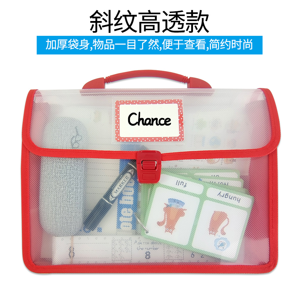 Factory Direct Sales Kidsren's Satchel Book Bag Kidsren's Toy Bag Tutoring Book Bag Transparent File Bag Office Information Bag