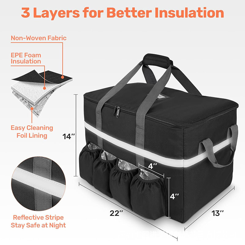 Factory Direct Supply Pizza Milk Tea Takeaway Insulated Food Delivery Bag Outdoor Large Capacity Picnic Bag Portable Insulated Ice Bag