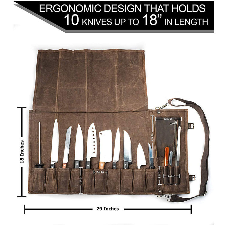 New Canvas Chef Knife Bag, Outdoor Portable Shoulder Tool Storage Bag, Waterproof and Wear-Resistant Kitchen Knife Bag