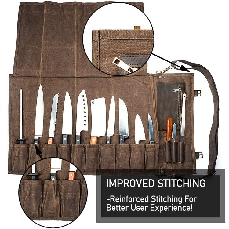 New Canvas Chef Knife Bag, Outdoor Portable Shoulder Tool Storage Bag, Waterproof and Wear-Resistant Kitchen Knife Bag