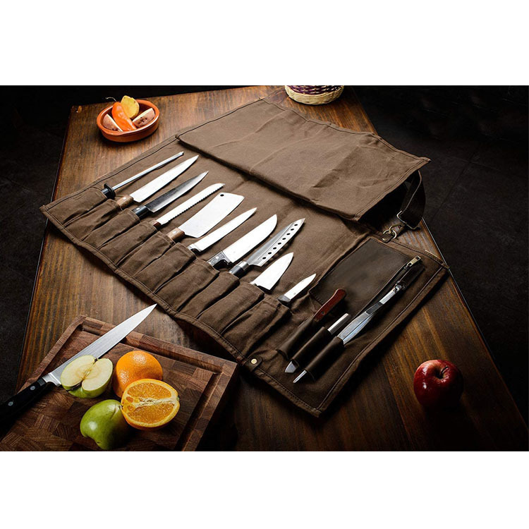 New Canvas Chef Knife Bag, Outdoor Portable Shoulder Tool Storage Bag, Waterproof and Wear-Resistant Kitchen Knife Bag