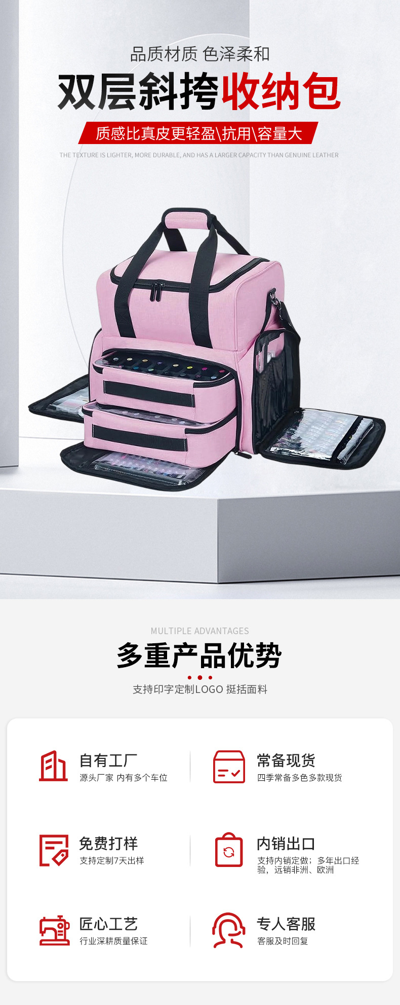 Cross-Border Large-Capacity Storage Thickened Makeup and Toiletry Bag, Portable Manicure Tool Handbag, Crossbody Shoulder Bag
