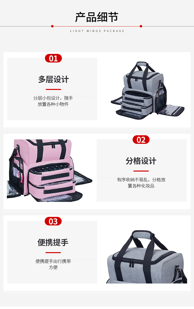 Cross-Border Large-Capacity Storage Thickened Makeup and Toiletry Bag, Portable Manicure Tool Handbag, Crossbody Shoulder Bag